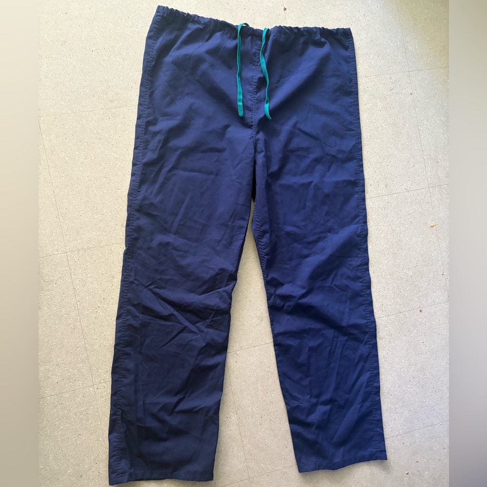 Men's Navy Elastic Waist Pants with Drawstring